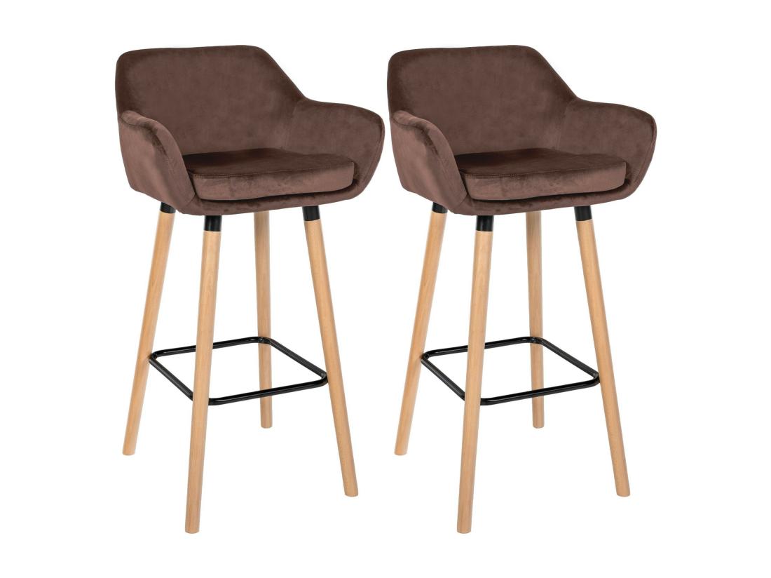 vente unique Lot de 2 Tabouret de bar - Velours - Café - Grant