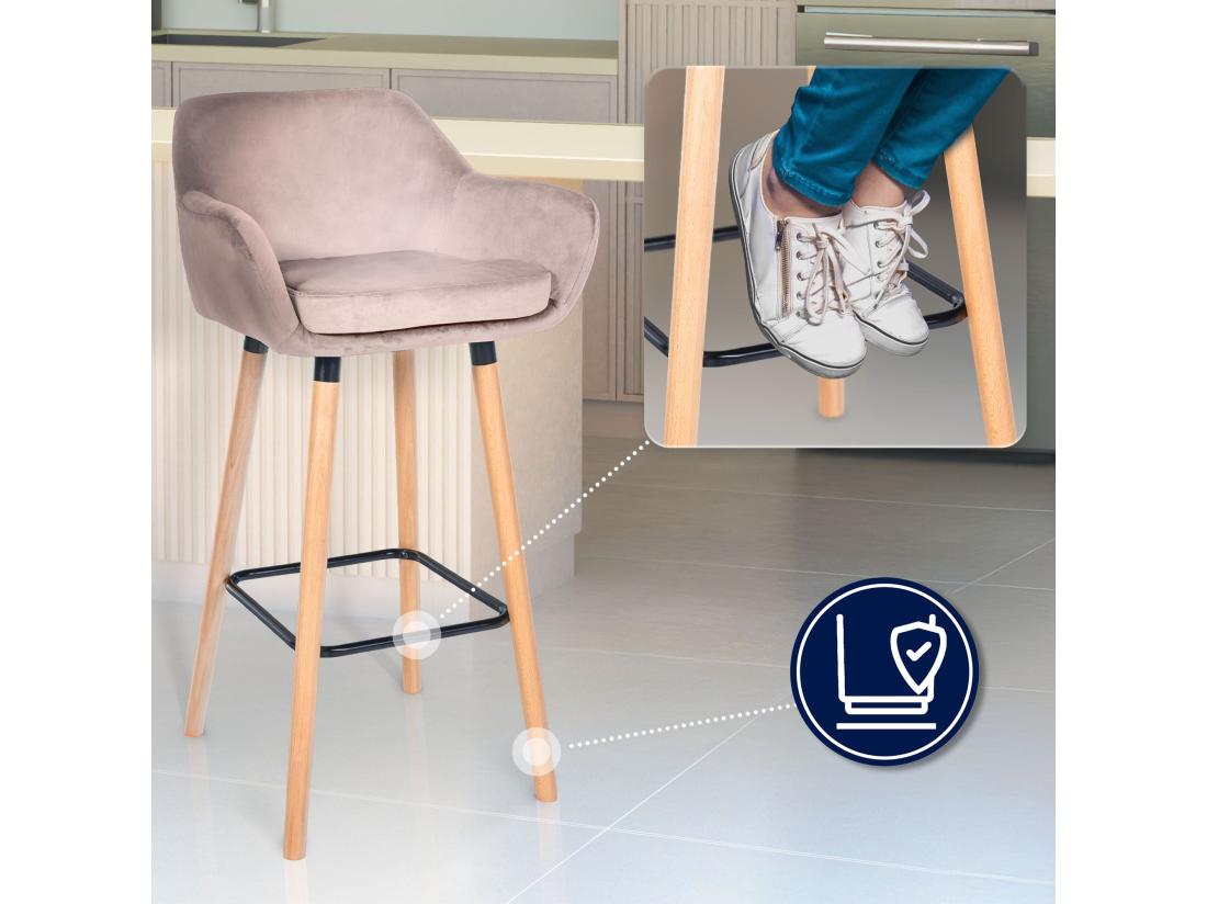 Vente Unique Lot De 2 Tabouret De Bar - Velours - Gris Clair - Grant