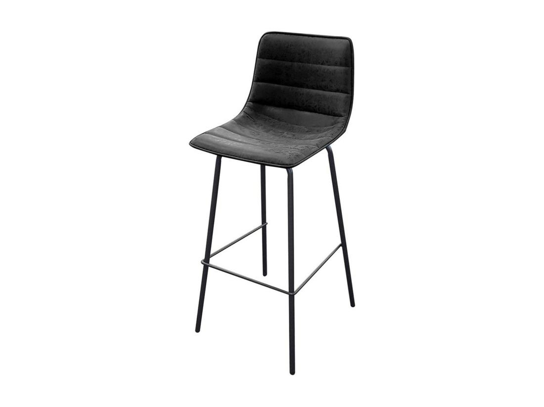 Vente Unique Lot De 2 Tabourets De Bar Avec Dossier Effet Cuir Ardoise Collection NETS - Style Industriel