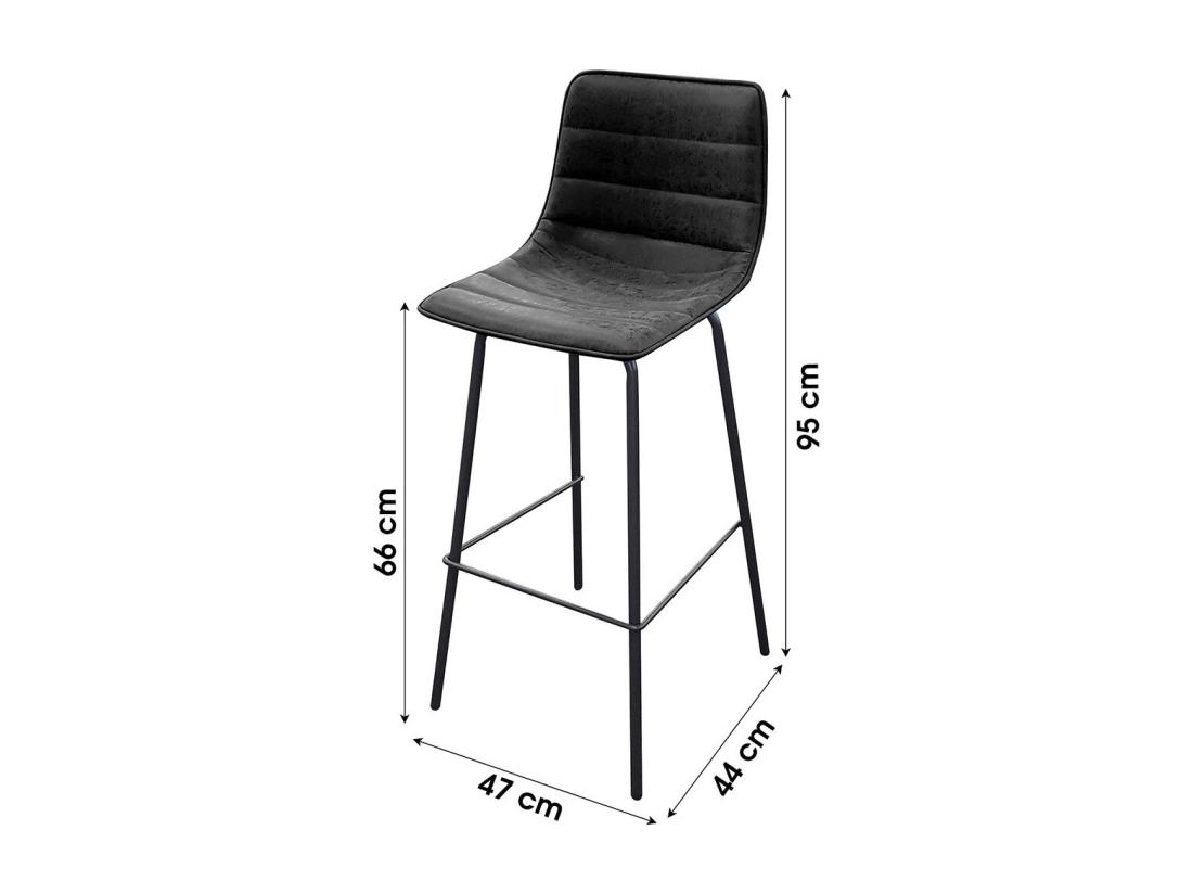 Vente Unique Lot De 2 Tabourets De Bar Avec Dossier Effet Cuir Ardoise Collection NETS - Style Industriel