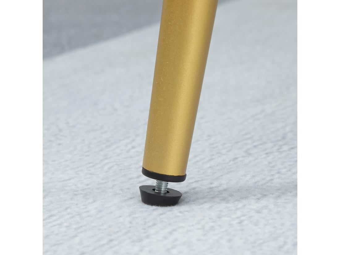 Vente Unique Lot De 2 Tabourets De Bar Design Chesterfield Effet Capitonné Piètement Métal Effilé Noir Extrémités Dorées Repose-pied Aspect Velours Bleu