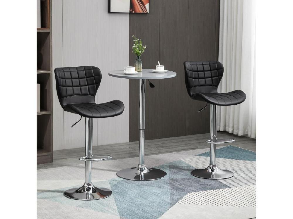 Vente Unique Lot De 2 Tabourets De Bar Design Contemporain Hauteur D'assise Réglable 59-81 Cm Pivotant 360° PU Noir