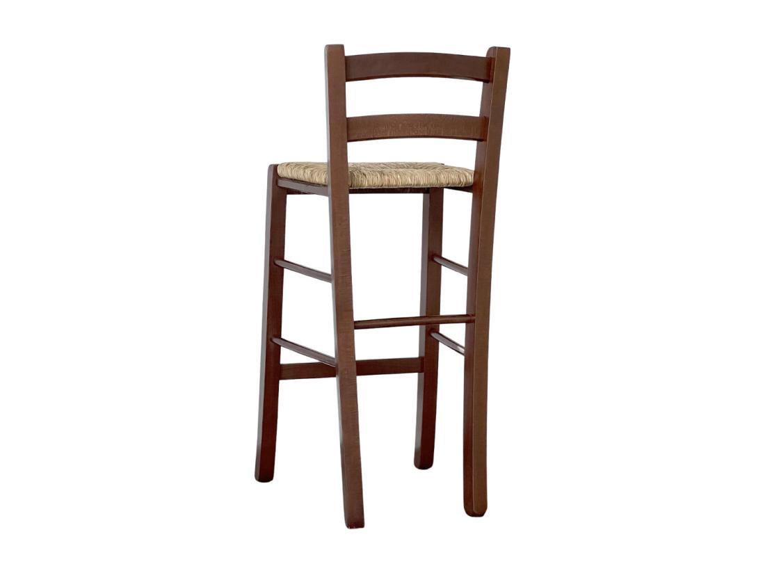 Vente Unique Lot De 2 Tabourets De Bar En Bois Avec Assise En Paille De Noyer Foncé H 67 Cm