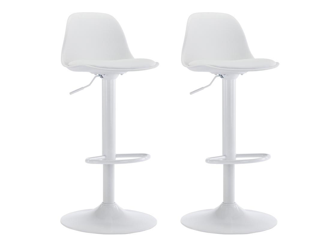 Vente Unique Lot De 2 Tabourets De Bar En Polypropylène Et Métal - Hauteur Réglable - Blanc - XAFY