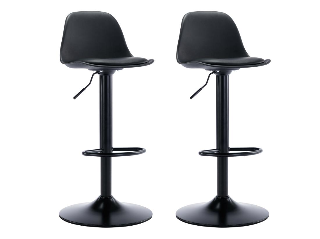 Vente Unique Lot De 2 Tabourets De Bar En Polypropylène Et Métal - Hauteur Réglable - Noir - XAFY