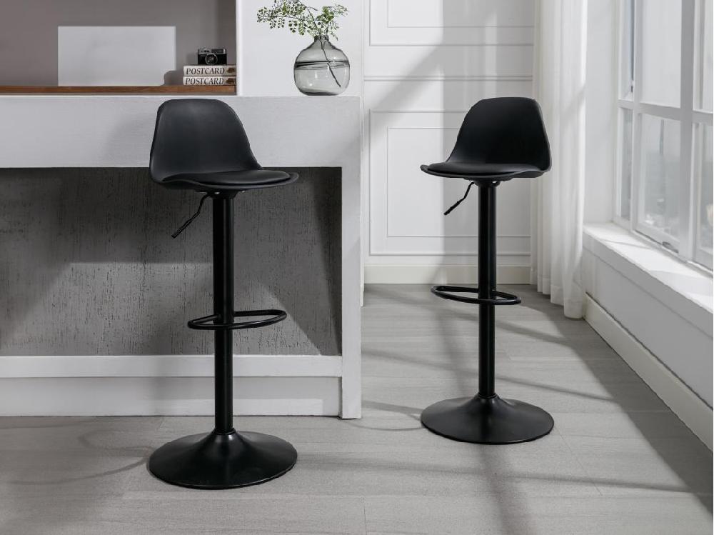 vente unique Lot de 2 tabourets de bar en polypropylène et métal - Hauteur réglable - Noir - XAFY