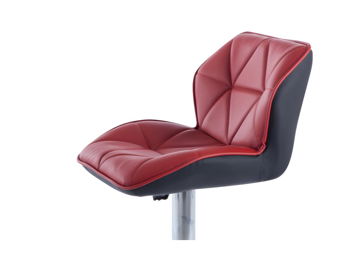 Vente Unique Lot De 2 Tabourets De Bar En Simili Et Acier Chromé - Hauteur Réglable - Rouge - CALVIN