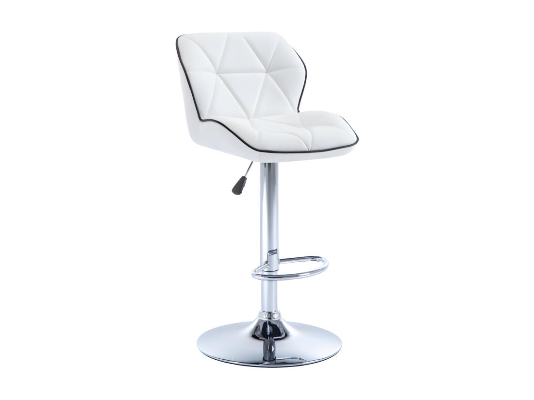 Vente Unique Lot De 2 Tabourets De Bar En Simili Et Acier Chromé - Hauteur Réglable - Blanc - CALVIN
