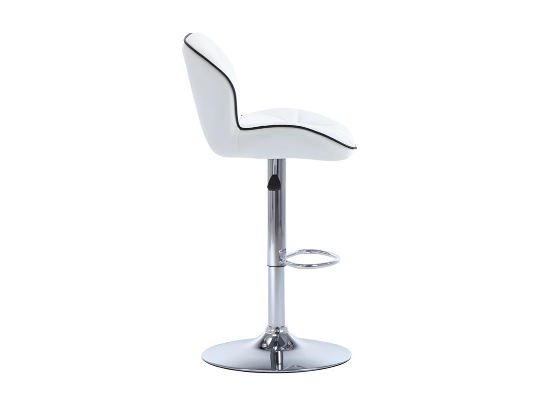 Vente Unique Lot De 2 Tabourets De Bar En Simili Et Acier Chromé - Hauteur Réglable - Blanc - CALVIN