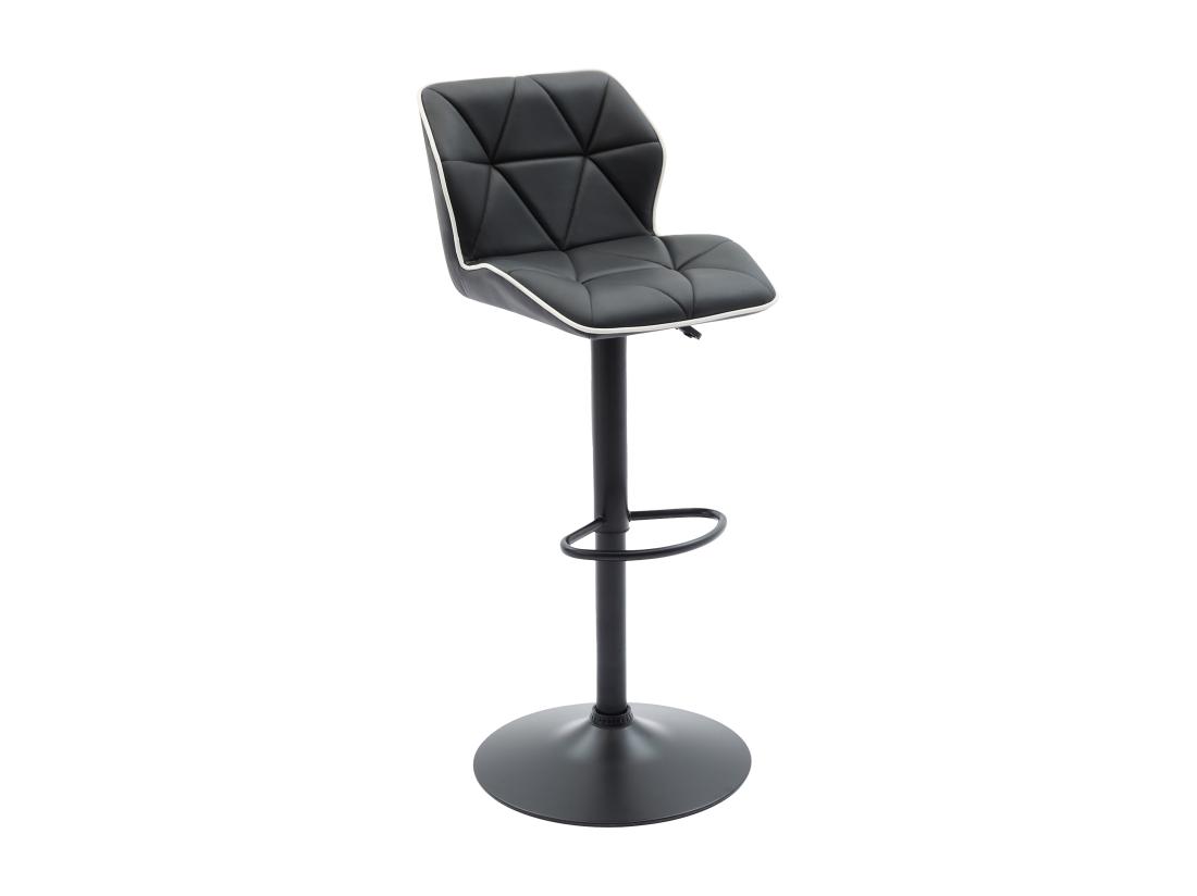 Vente Unique Lot De 2 Tabourets De Bar En Simili Et Acier - Hauteur Réglable - Noir - CALVIN