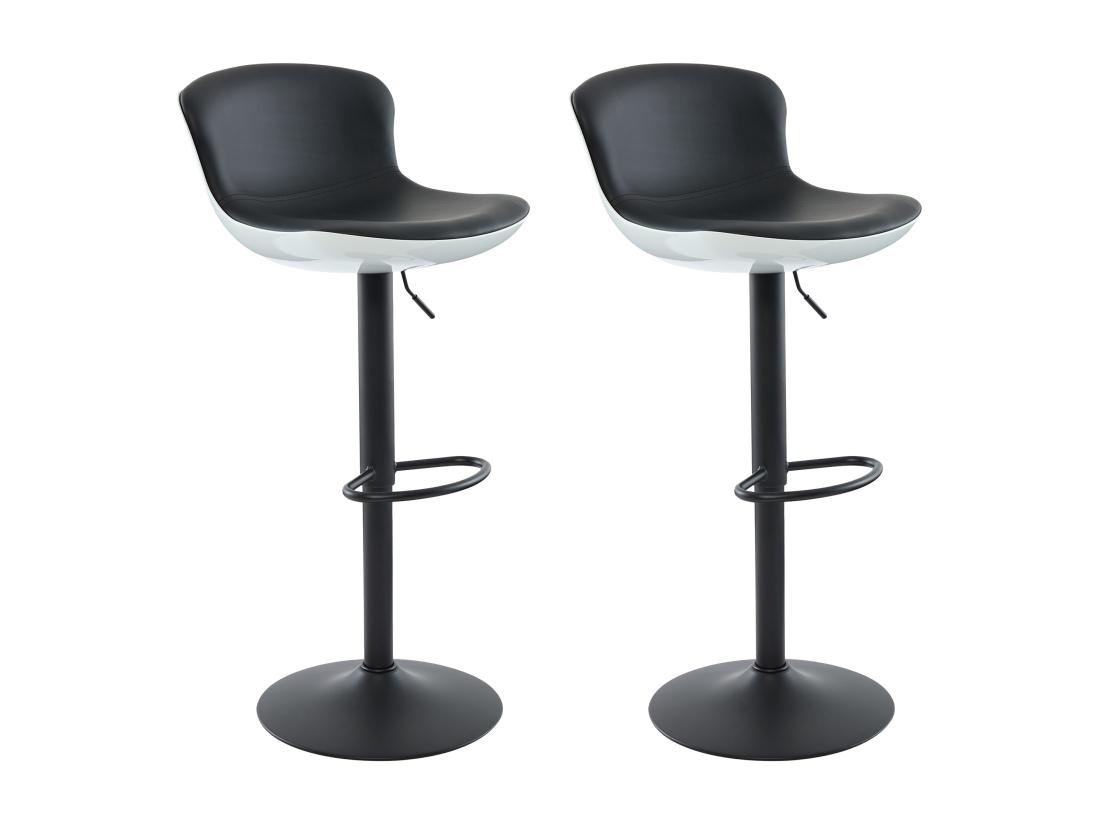 Vente Unique Lot De 2 Tabourets De Bar En Simili Et Métal - Hauteur Réglable - Noir - LAMILIA