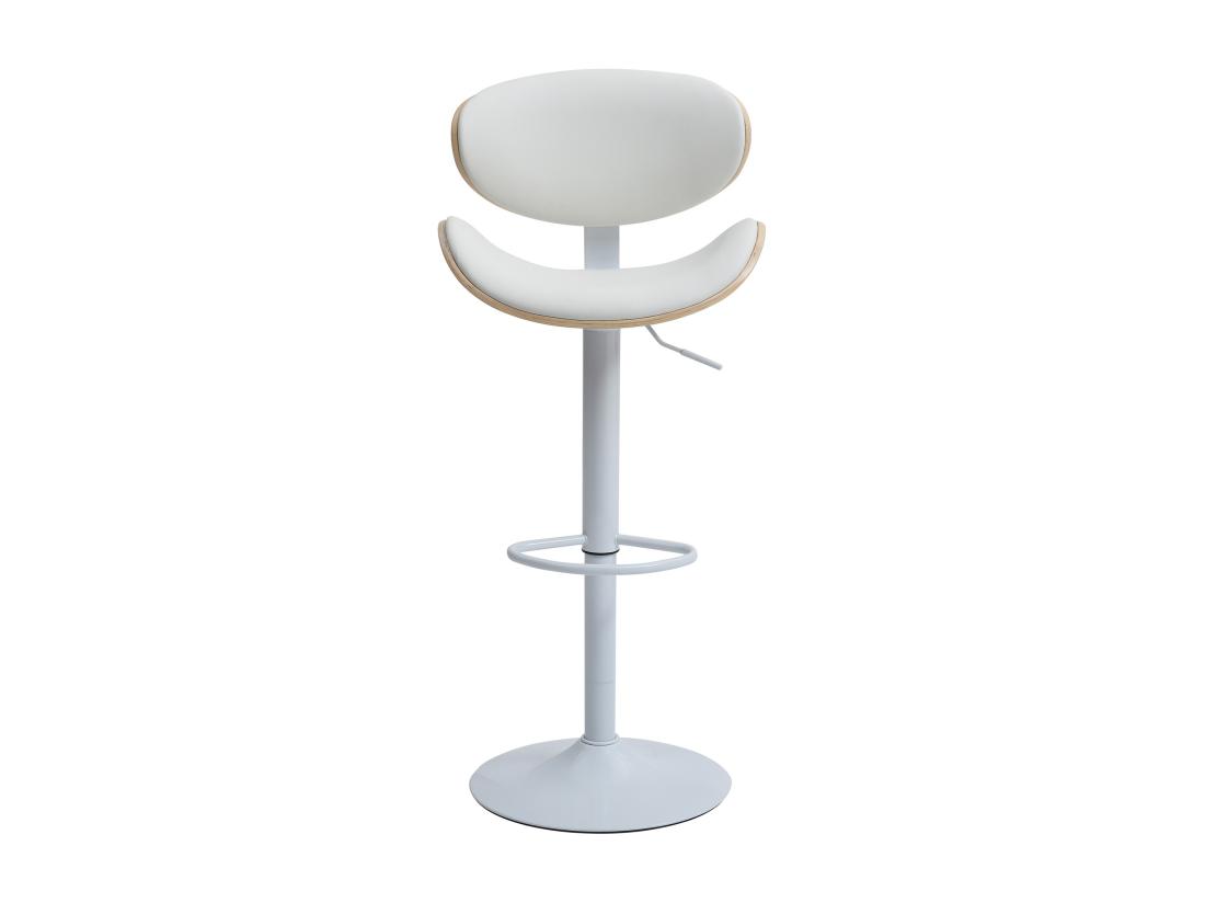 Vente Unique Lot De 2 Tabourets De Bar En Simili Placage Chêne Et Métal - Hauteur Réglable - Naturel Clair Et Blanc - MONTENEGRO