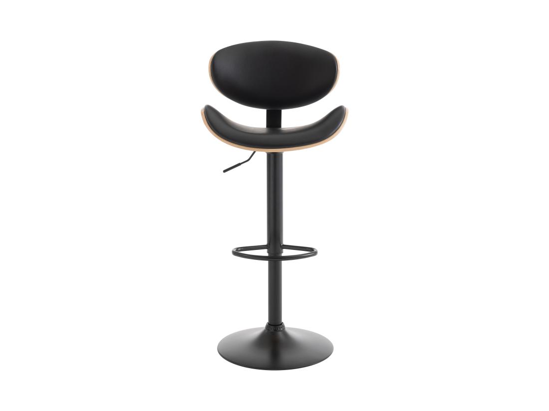 Vente Unique Lot De 2 Tabourets De Bar En Simili Placage Chêne Et Métal - Hauteur Réglable - Naturel Clair Et Noir - MONTENEGRO