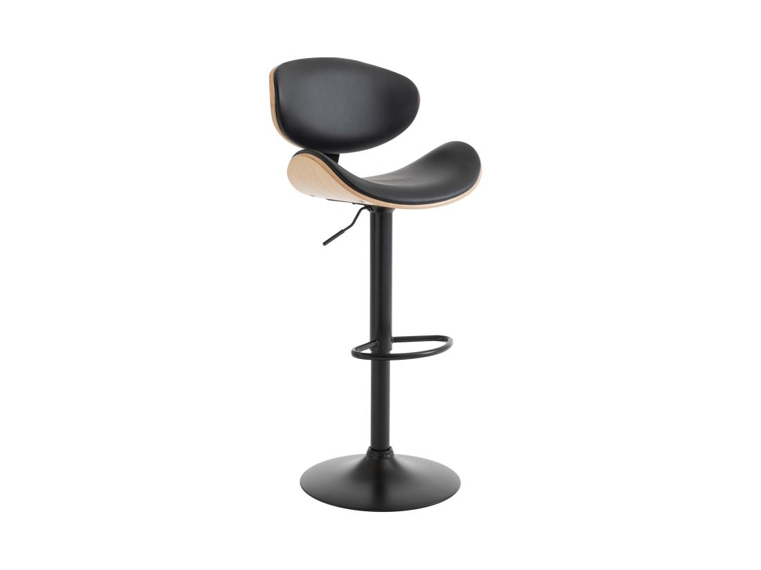 Vente Unique Lot De 2 Tabourets De Bar En Simili Placage Chêne Et Métal - Hauteur Réglable - Naturel Clair Et Noir - MONTENEGRO