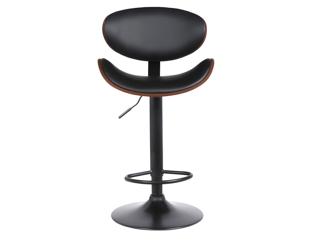 Vente Unique Lot De 2 Tabourets De Bar En Simili Placage Noyer Et Métal - Hauteur Réglable - Naturel Foncé Et Noir - MONTENEGRO