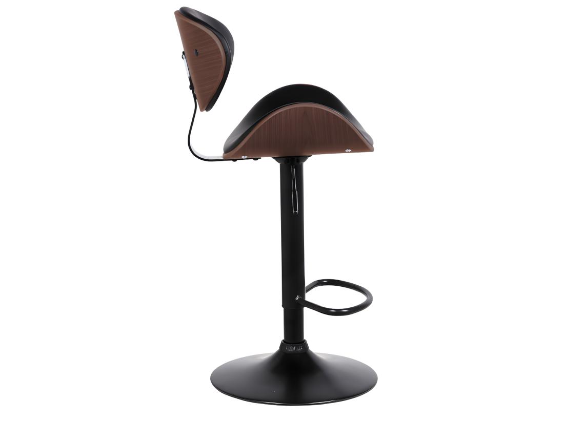 Vente Unique Lot De 2 Tabourets De Bar En Simili Placage Noyer Et Métal - Hauteur Réglable - Naturel Foncé Et Noir - MONTENEGRO