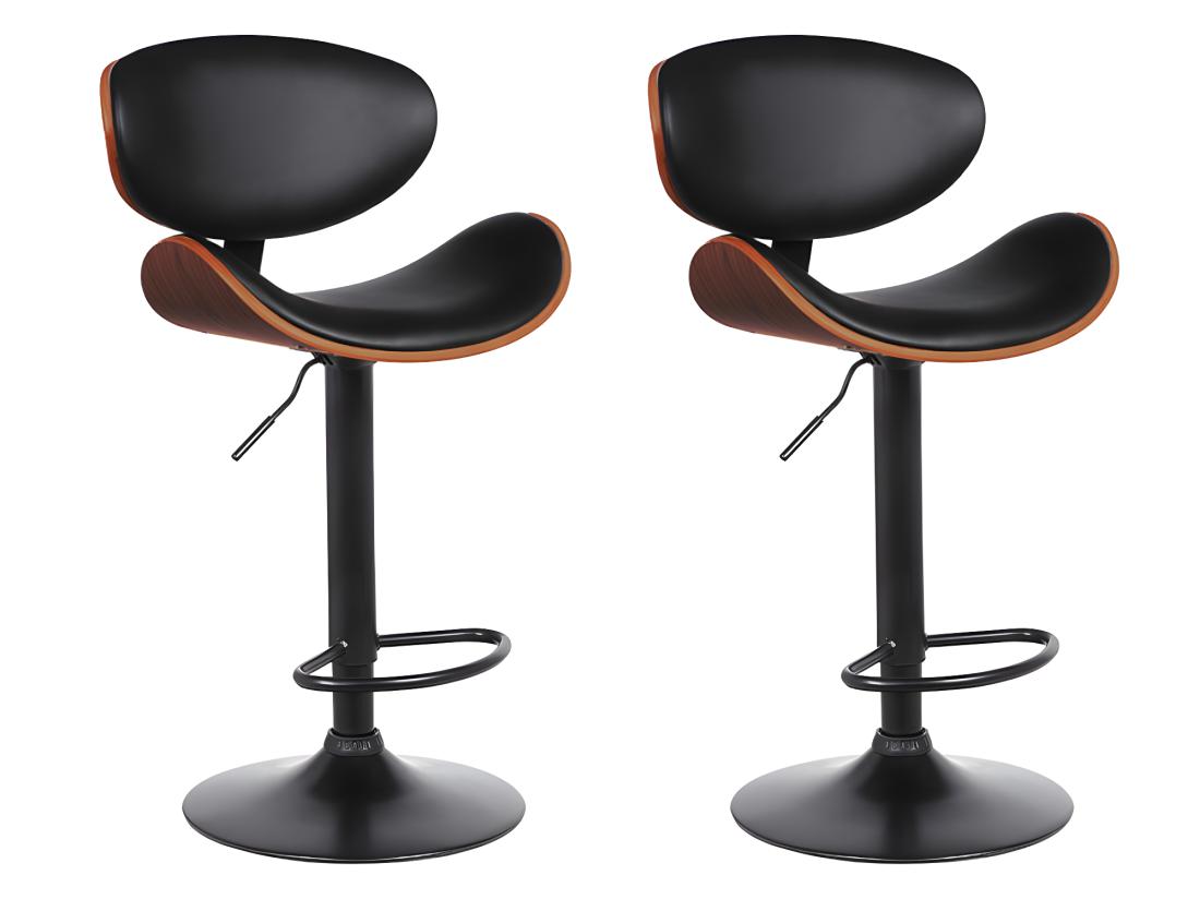 vente unique Lot de 2 tabourets de bar en simili placage noyer et métal - Hauteur réglable - Naturel foncé et noir - MONTENEGRO vente unique Lot de 2 tabourets de bar en simili placage noyer et métal - Hauteur réglable - Naturel foncé et noir - MONTENEGRO