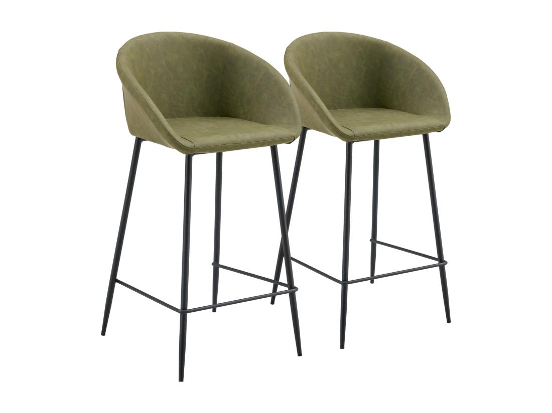 vente unique Lot de 2 tabourets de bar en simili vert ACHILLE - HAPPY GARDEN