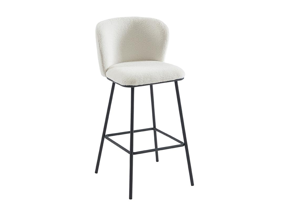 Vente Unique Lot De 2 Tabourets De Bar En Tissu Bouclette Et Métal - Blanc - SENORASE