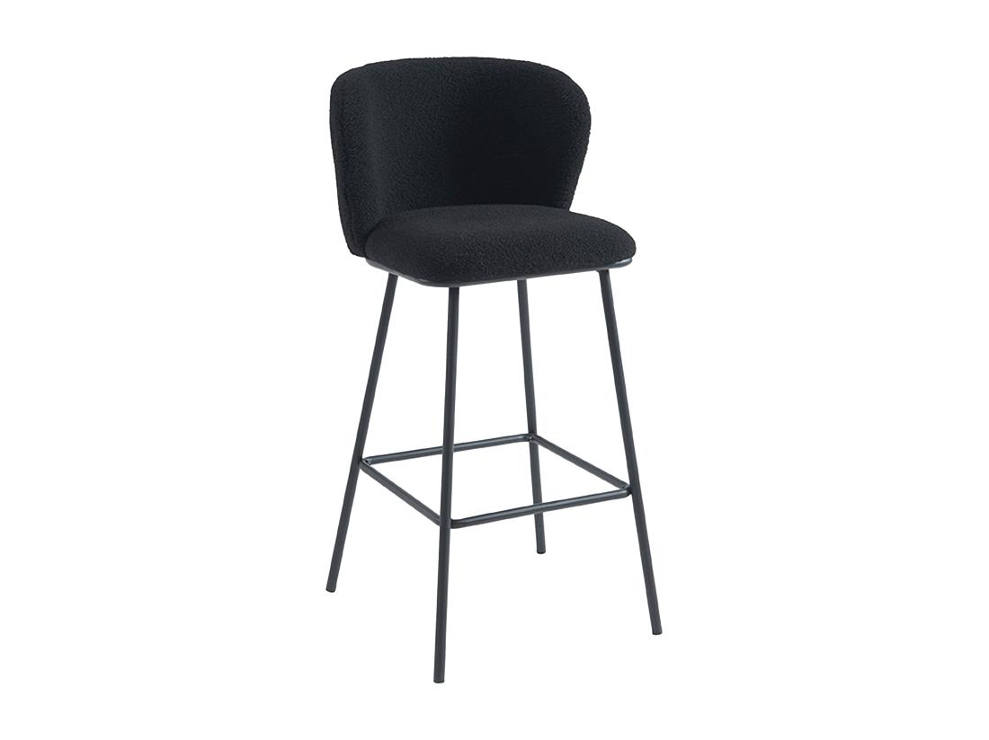 Vente Unique Lot De 2 Tabourets De Bar En Tissu Bouclette Et Métal - Noir - SENORASE