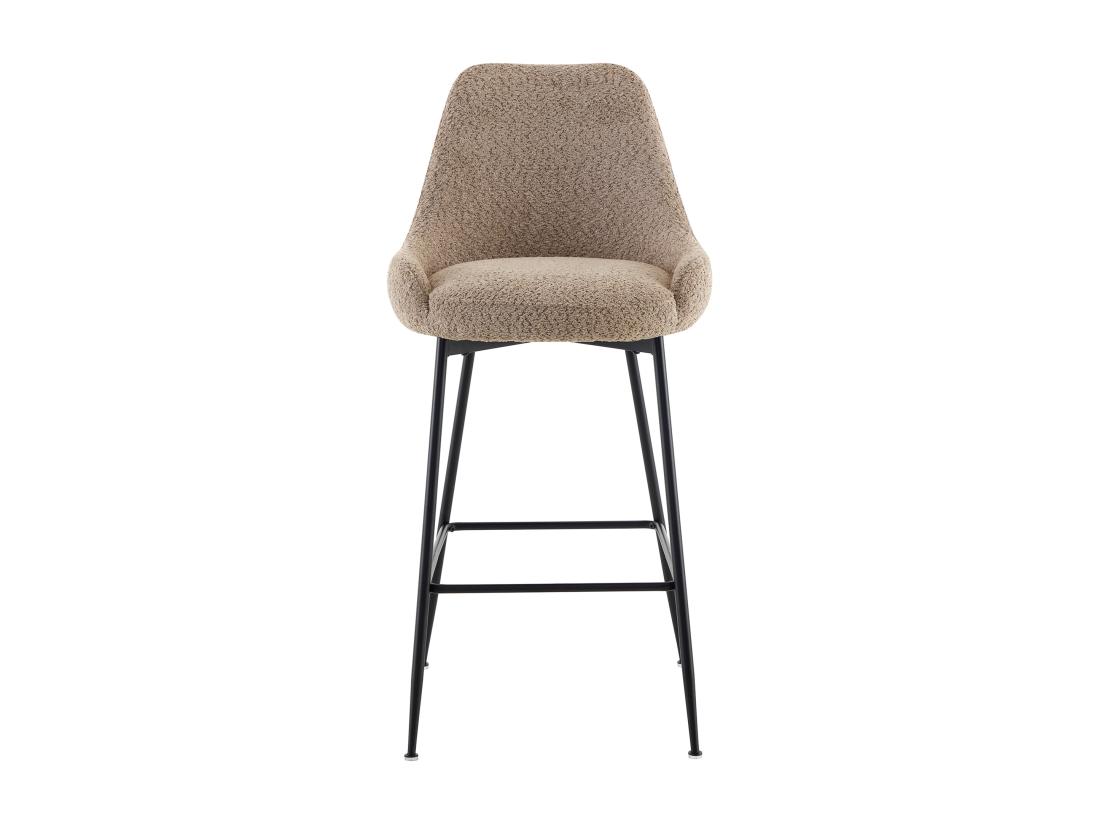 Vente Unique Lot De 2 Tabourets De Bar En Tissu Bouclette Et Métal Noir - Taupe - TOYBA De Pascal Morabito