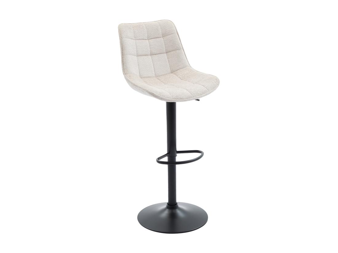 Vente Unique Lot De 2 Tabourets De Bar En Tissu Bouclette Et Métal Noir - Hauteur Réglable - Blanc - LIMA II