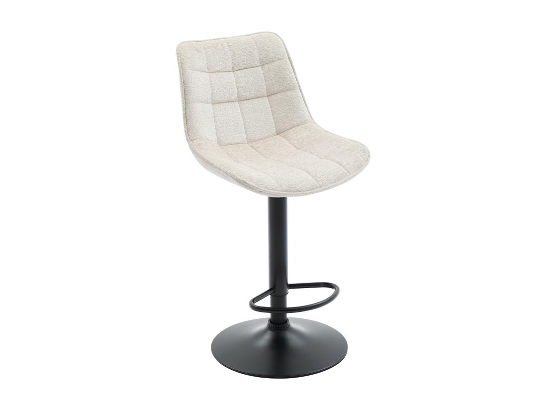 Vente Unique Lot De 2 Tabourets De Bar En Tissu Bouclette Et Métal Noir - Hauteur Réglable - Blanc - LIMA II