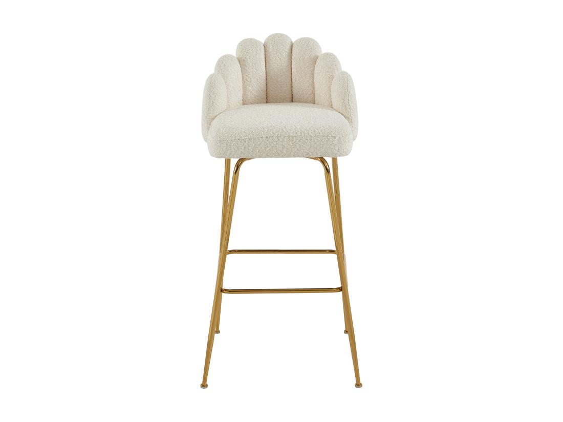 Vente Unique Lot De 2 Tabourets De Bar En Tissu Bouclette Et Métal Doré - Crème - ALTINAM De Pascal MORABITO