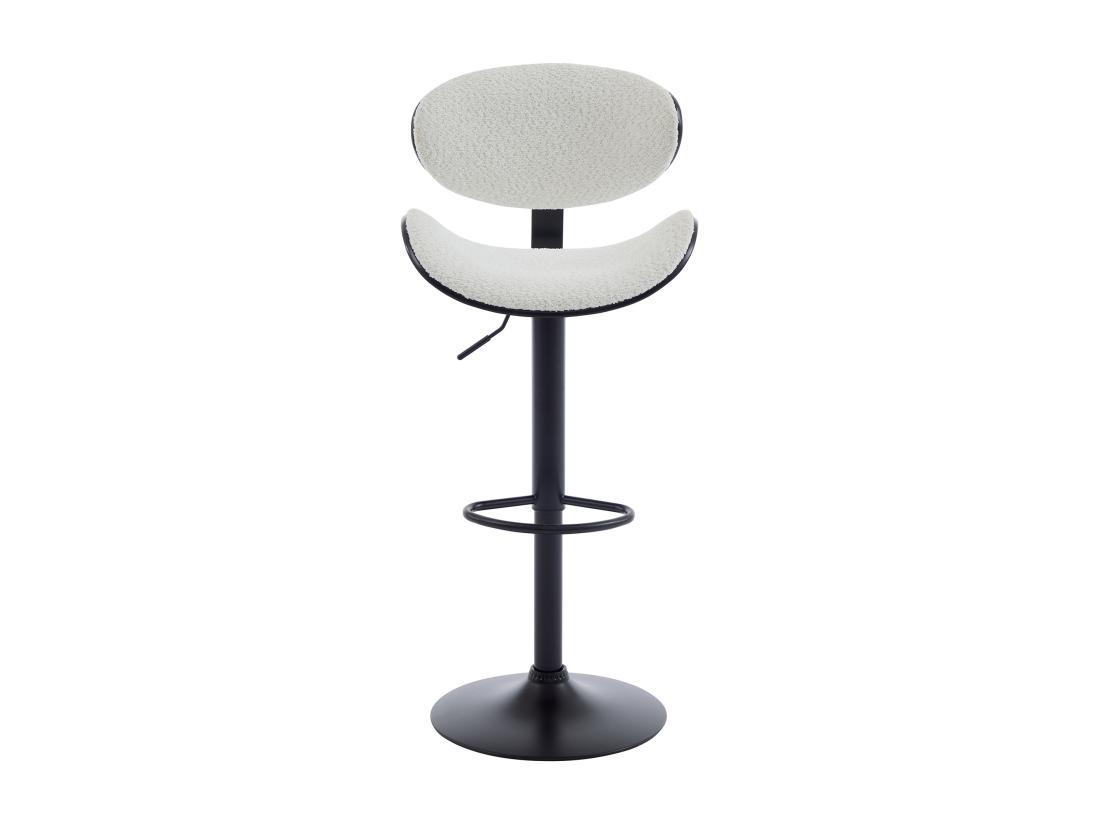 Vente Unique Lot De 2 Tabourets De Bar En Tissu Bouclette Placage Frêne Et Métal - Hauteur Réglable - Blanc Et Noir - MONTENEGRO