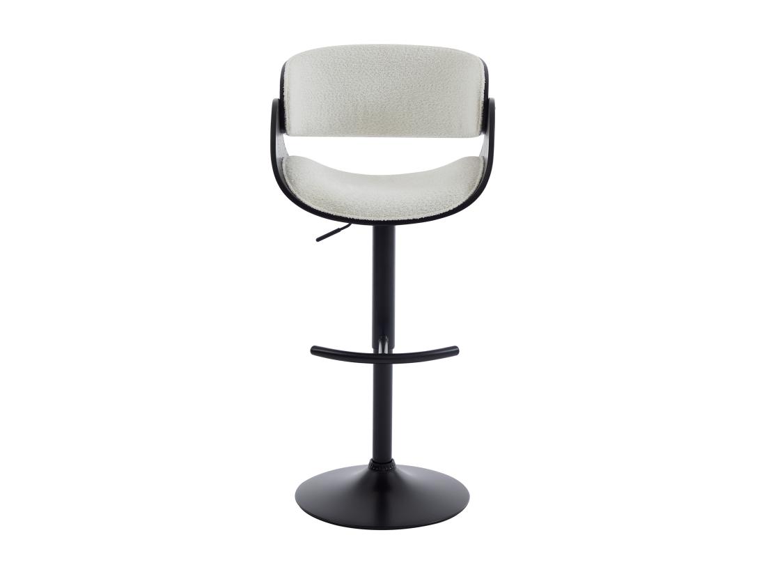 Vente Unique Lot De 2 Tabourets De Bar En Tissu Bouclette Placage Frêne Et Métal - Hauteur Réglable - Blanc Et Noir - JELSA