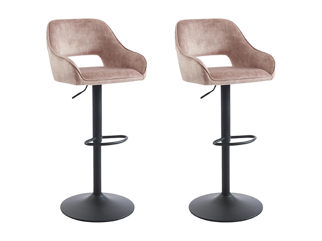 Vente Unique Lot De 2 Tabourets De Bar En Tissu Et Métal Noir - Hauteur Réglable - Beige - ZINEA