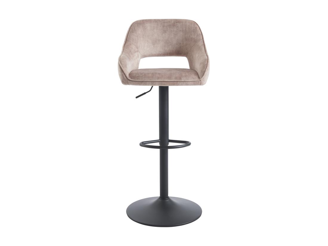 Vente Unique Lot De 2 Tabourets De Bar En Tissu Et Métal Noir - Hauteur Réglable - Beige - ZINEA