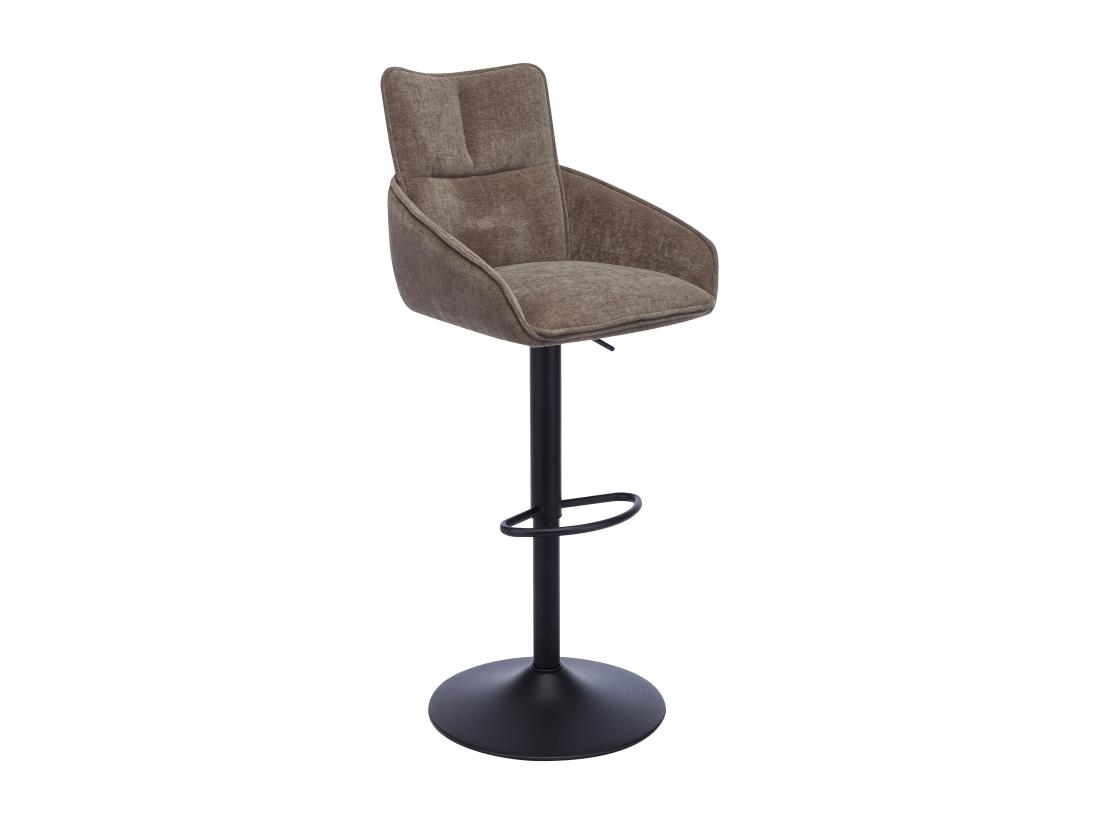 Vente Unique Lot De 2 Tabourets De Bar En Tissu Et Métal Noir - Hauteur Réglable - Taupe - LIKOLIA