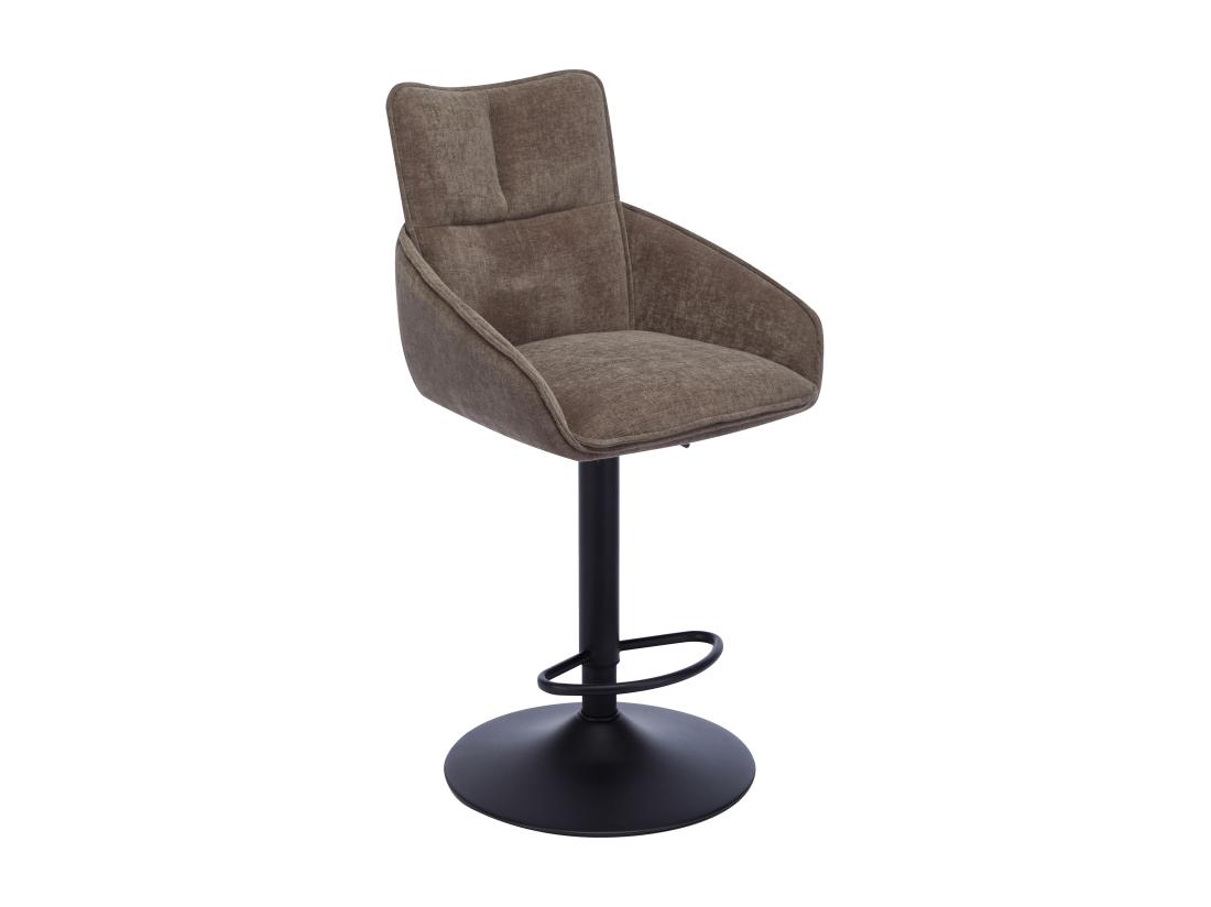 Vente Unique Lot De 2 Tabourets De Bar En Tissu Et Métal Noir - Hauteur Réglable - Taupe - LIKOLIA