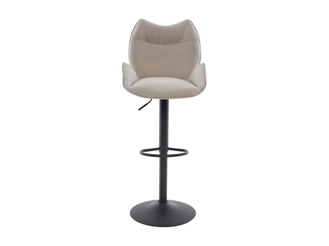 Vente Unique Lot De 2 Tabourets De Bar En Tissu Et Métal Noir - Hauteur Réglable - Beige - LILAYA