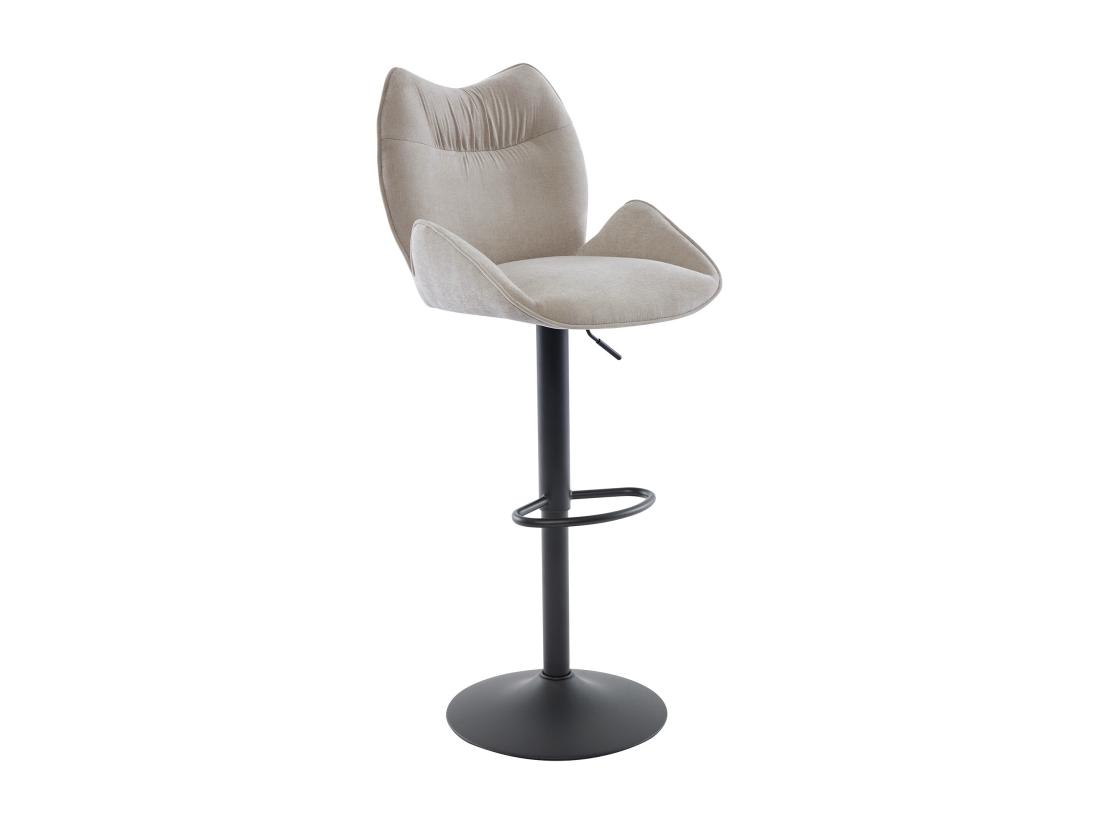 Vente Unique Lot De 2 Tabourets De Bar En Tissu Et Métal Noir - Hauteur Réglable - Beige - LILAYA