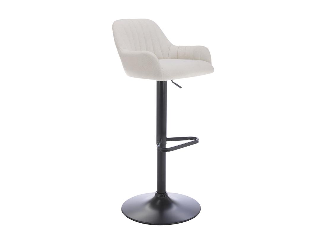 Vente Unique Lot De 2 Tabourets De Bar En Tissu Et Métal Noir - Hauteur Réglable - Crème - ELEANA