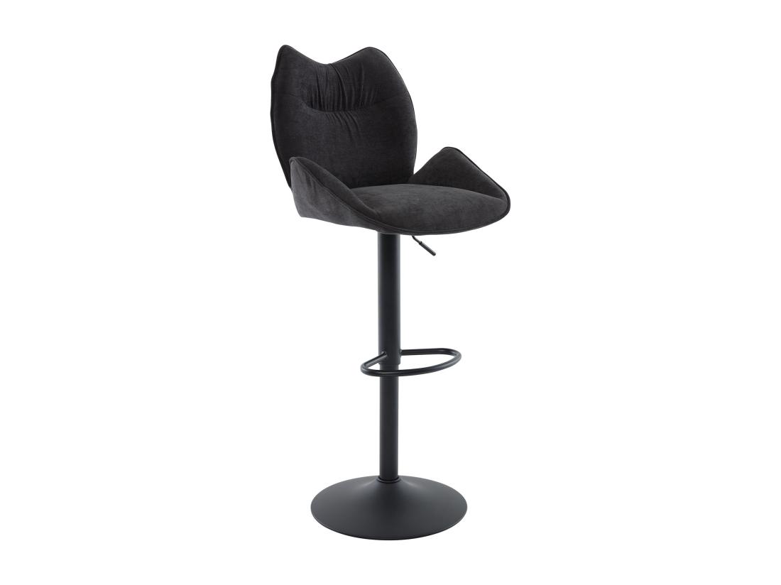 Vente Unique Lot De 2 Tabourets De Bar En Tissu Et Métal Noir - Hauteur Réglable - Noir - LILAYA