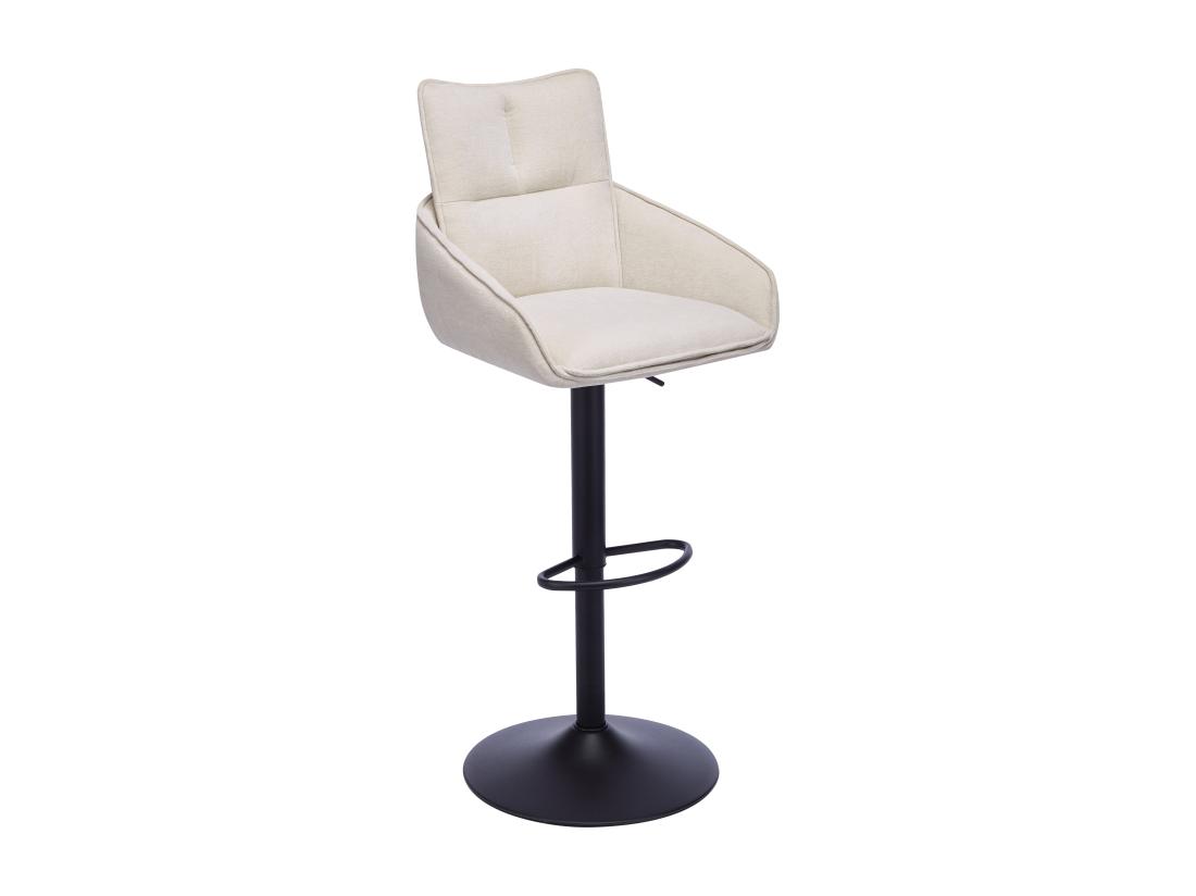 Vente Unique Lot De 2 Tabourets De Bar En Tissu Et Métal Noir - Hauteur Réglable - Crème - LIKOLIA