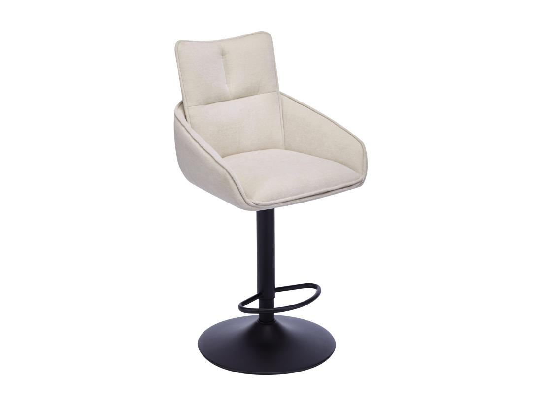 Vente Unique Lot De 2 Tabourets De Bar En Tissu Et Métal Noir - Hauteur Réglable - Crème - LIKOLIA