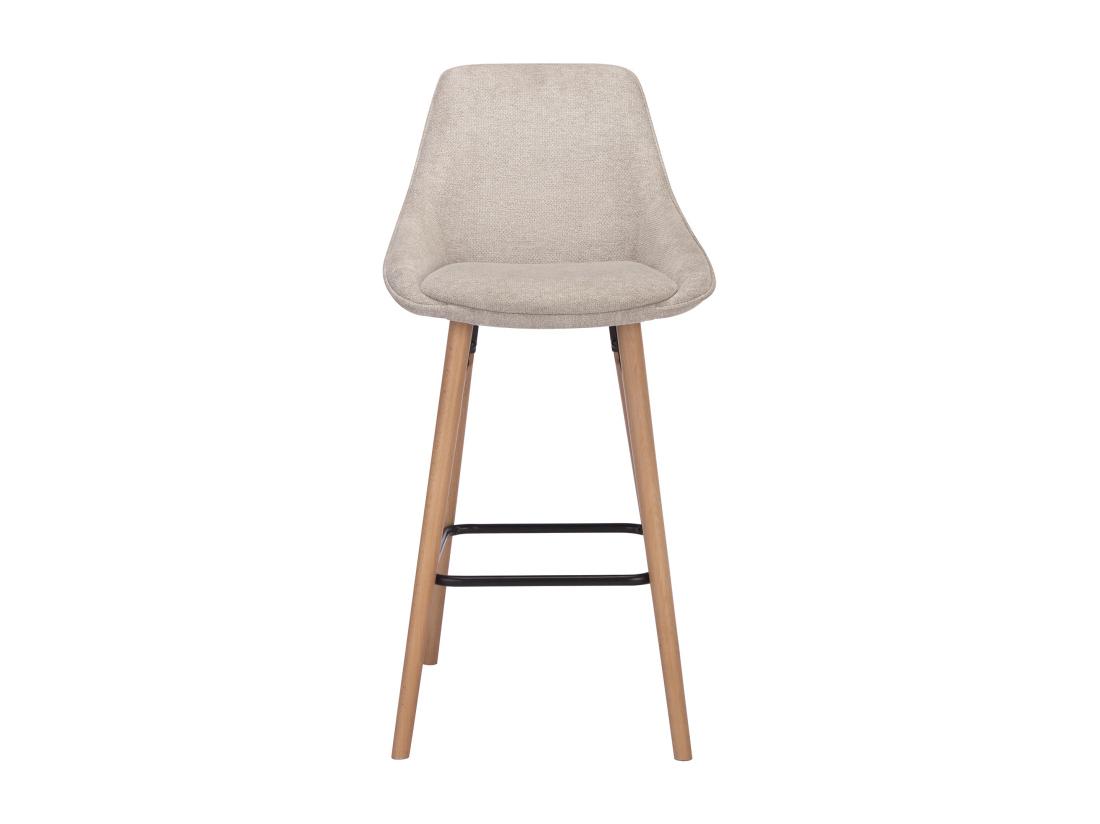 Vente Unique Lot De 2 Tabourets De Bar En Tissu Texturé Et Hêtre - Beige - MASURIE