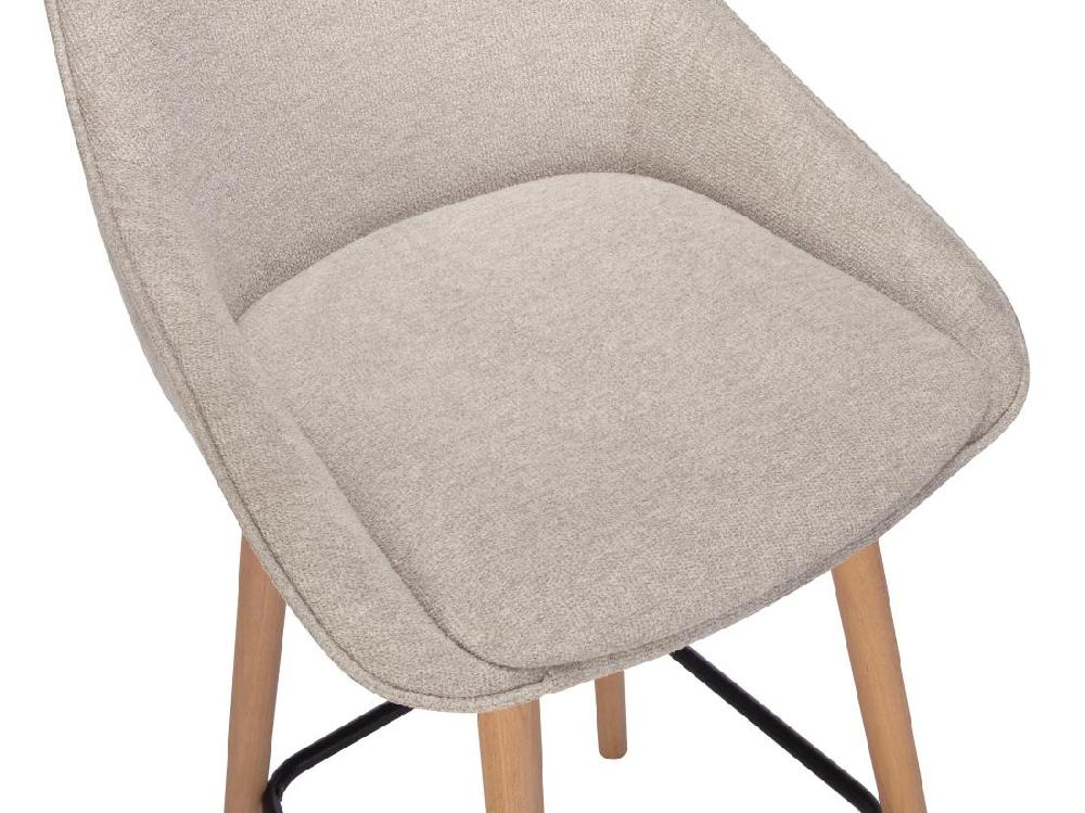Vente Unique Lot De 2 Tabourets De Bar En Tissu Texturé Et Hêtre - Beige - MASURIE
