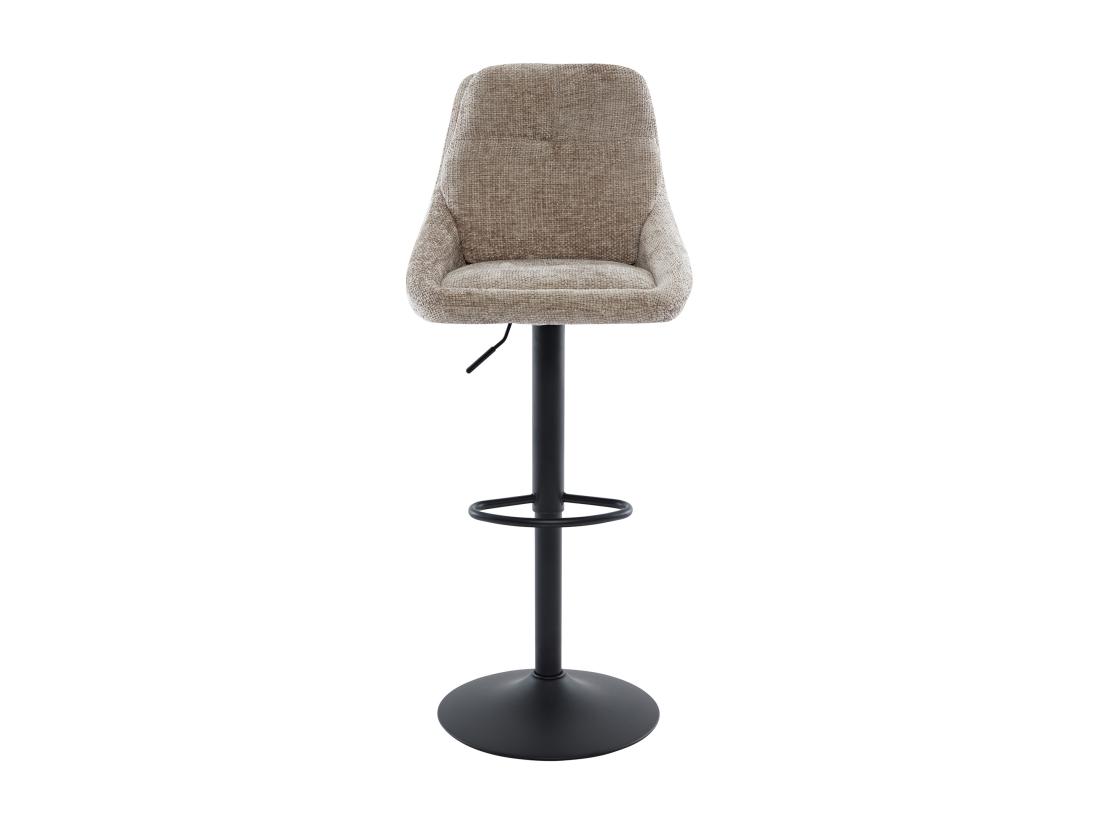 Vente Unique Lot De 2 Tabourets De Bar En Tissu Texturé Et Métal Noir - Hauteur Réglable - Taupe - LARANZA