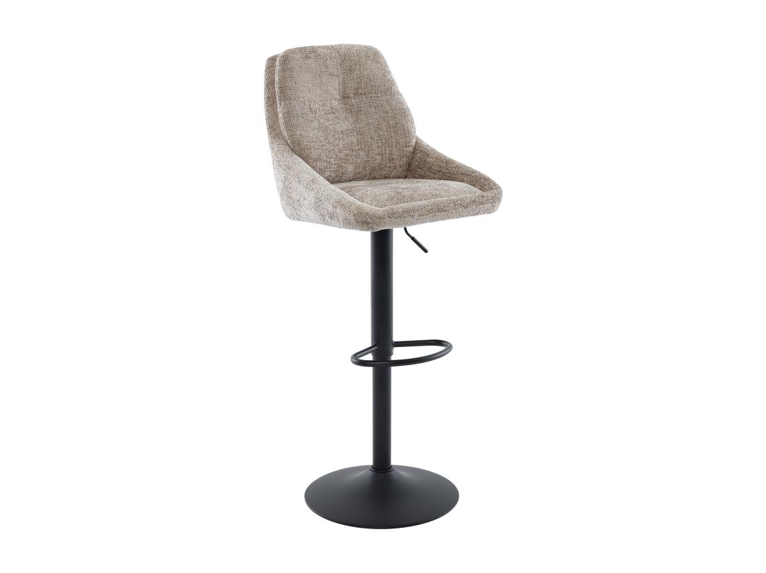 Vente Unique Lot De 2 Tabourets De Bar En Tissu Texturé Et Métal Noir - Hauteur Réglable - Taupe - LARANZA