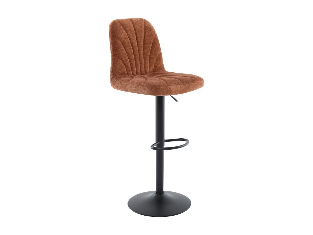 Vente Unique Lot De 2 Tabourets De Bar En Tissu Texturé Et Métal Noir - Hauteur Réglable - Terracotta - LASANDRIA