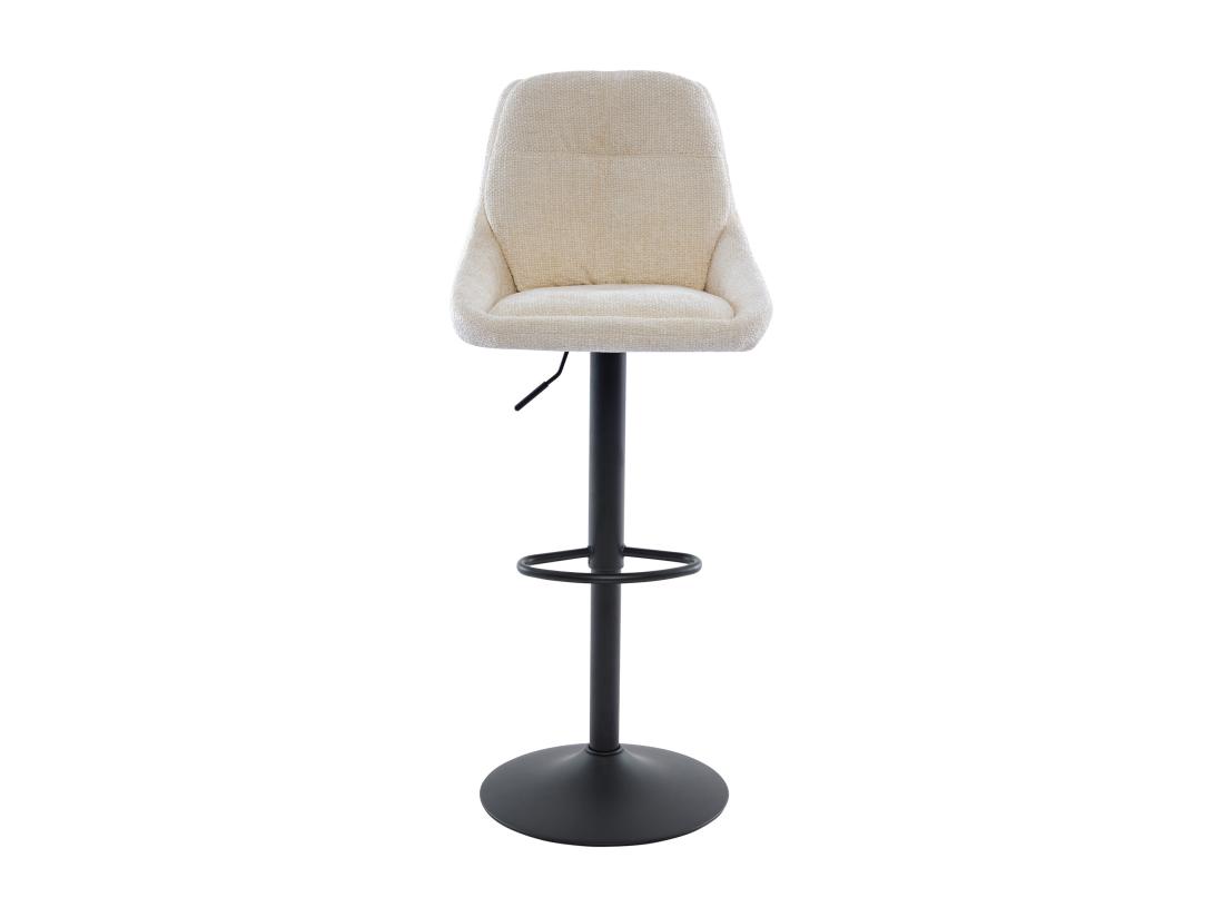 Vente Unique Lot De 2 Tabourets De Bar En Tissu Texturé Et Métal Noir - Hauteur Réglable - Crème - LARANZA