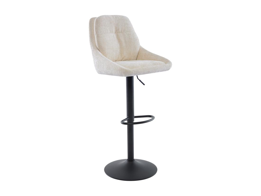Vente Unique Lot De 2 Tabourets De Bar En Tissu Texturé Et Métal Noir - Hauteur Réglable - Crème - LARANZA