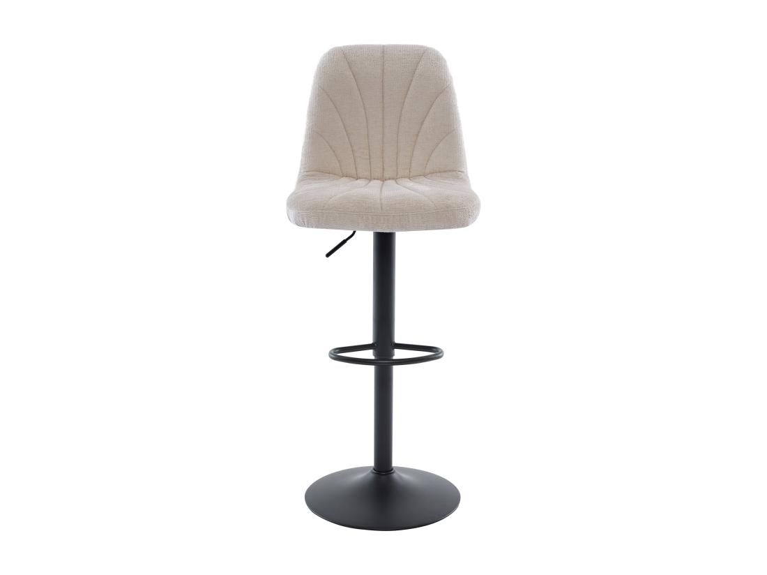 Vente Unique Lot De 2 Tabourets De Bar En Tissu Texturé Et Métal Noir - Hauteur Réglable - Crème - LASANDRIA