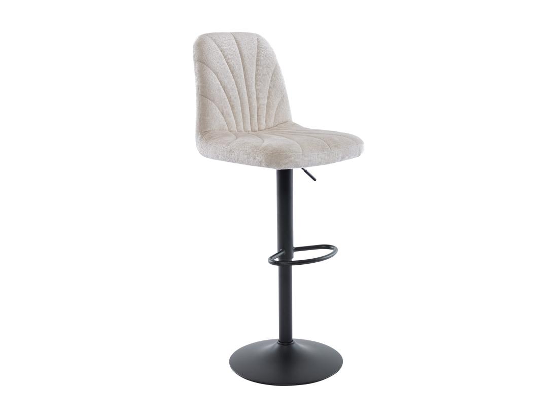 Vente Unique Lot De 2 Tabourets De Bar En Tissu Texturé Et Métal Noir - Hauteur Réglable - Crème - LASANDRIA
