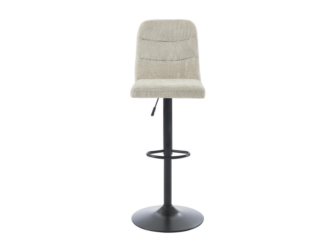 Vente Unique Lot De 2 Tabourets De Bar En Tissu Texturé Et Métal Noir - Hauteur Réglable - Beige - KELIANO